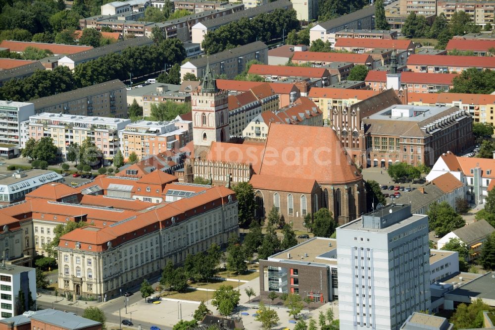 Frankfurt (Oder) from the bird's eye view: Church building St. Marienkirche in Frankfurt (Oder) in the state Brandenburg