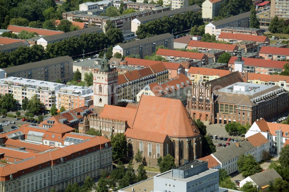 Frankfurt (Oder) from above - Church building St. Marienkirche in Frankfurt (Oder) in the state Brandenburg