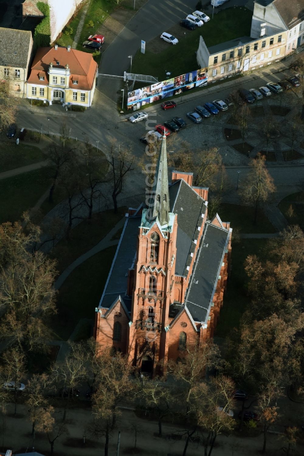 Frankfurt (Oder) from above - Church building St. Marienkirche in Frankfurt (Oder) in the state Brandenburg