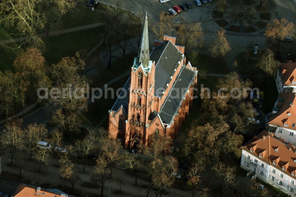 Aerial image Frankfurt (Oder) - Church building St. Marienkirche in Frankfurt (Oder) in the state Brandenburg