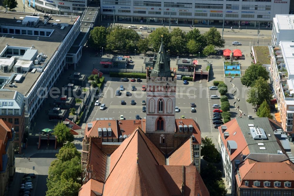 Aerial photograph Frankfurt (Oder) - Church building St. Marienkirche at the Oberkirchplatz in Frankfurt (Oder) in the state Brandenburg