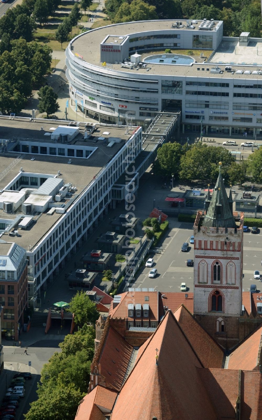 Frankfurt (Oder) from above - Church building St. Marienkirche at the Oberkirchplatz in Frankfurt (Oder) in the state Brandenburg