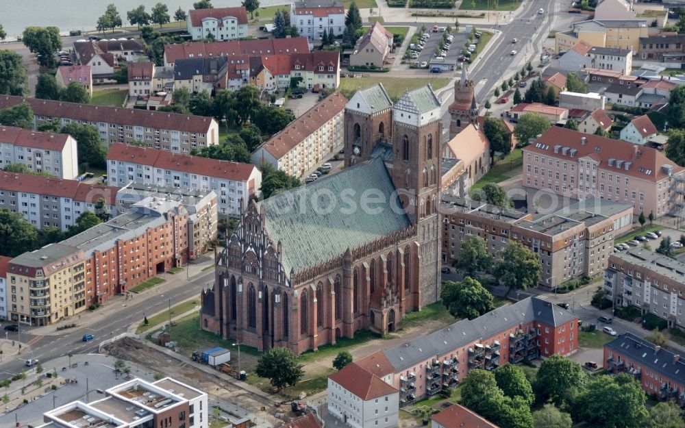 Aerial photograph Prenzlau - Church building St. Marien in Prenzlau in the state Brandenburg