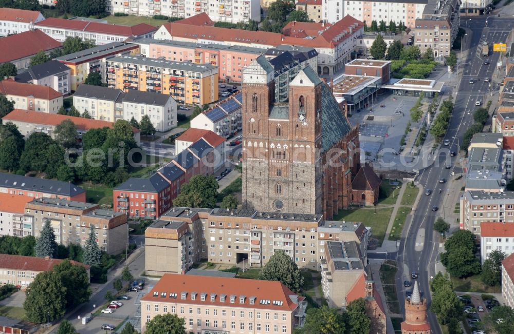 Aerial image Prenzlau - Church building St. Marien in Prenzlau in the state Brandenburg