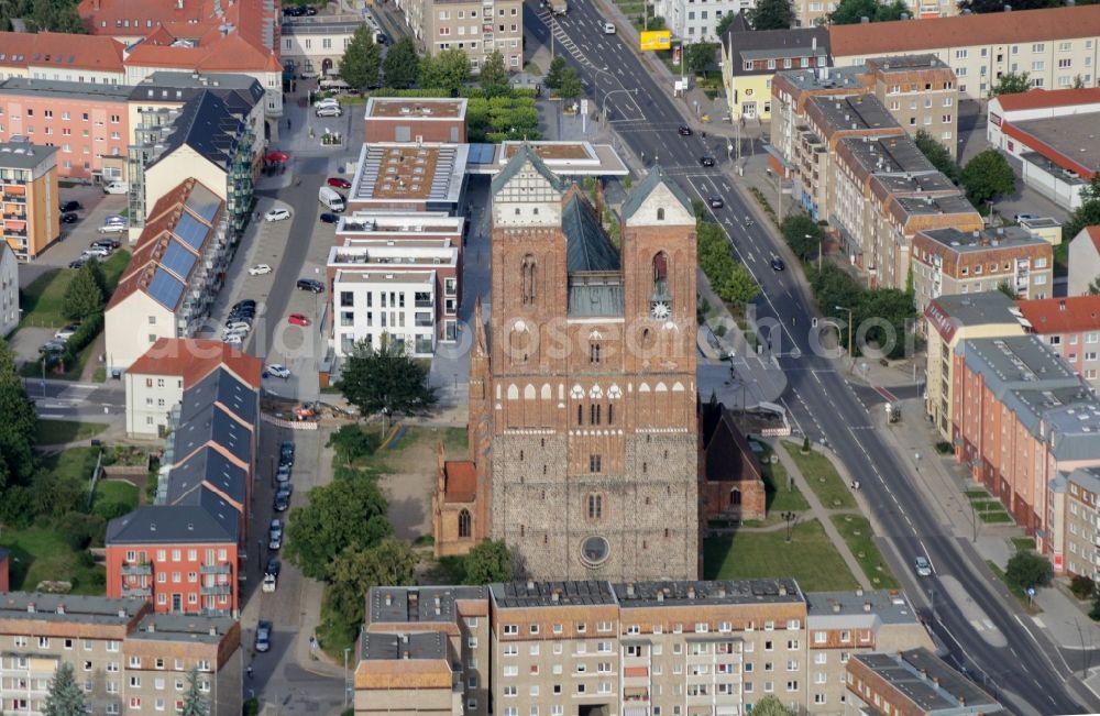 Aerial photograph Prenzlau - Church building St. Marien in Prenzlau in the state Brandenburg