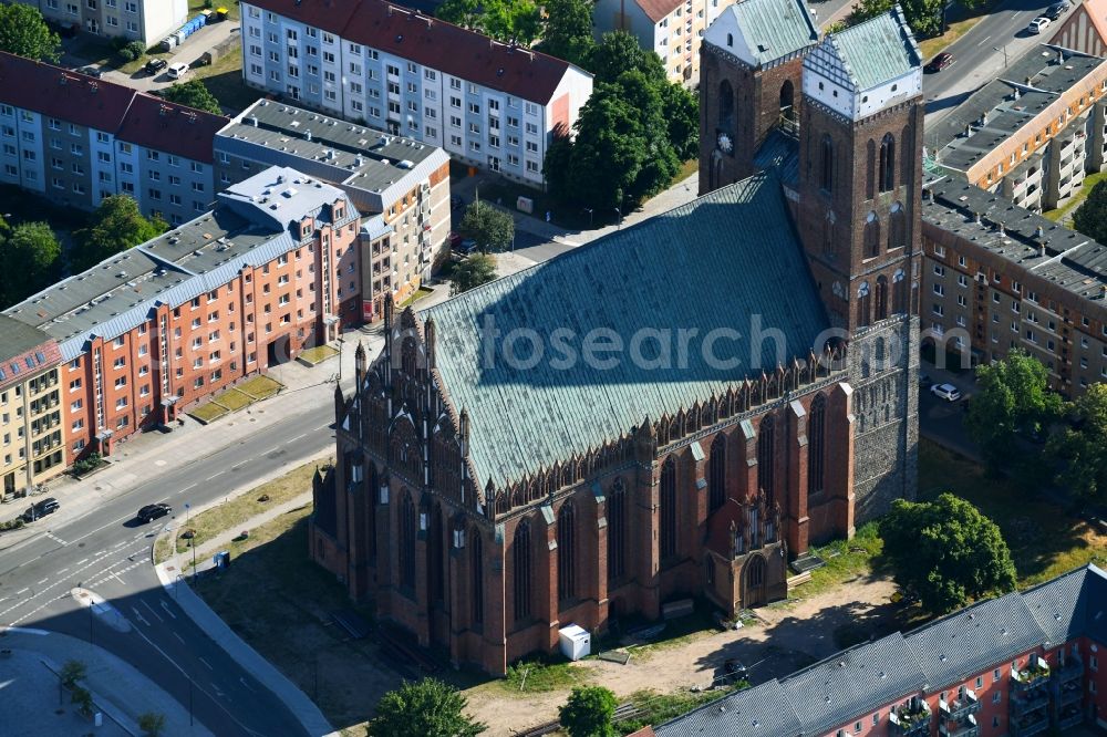 Aerial photograph Prenzlau - Church building Marienkirche on Marienkirchstrasse in Prenzlau in the state Brandenburg, Germany