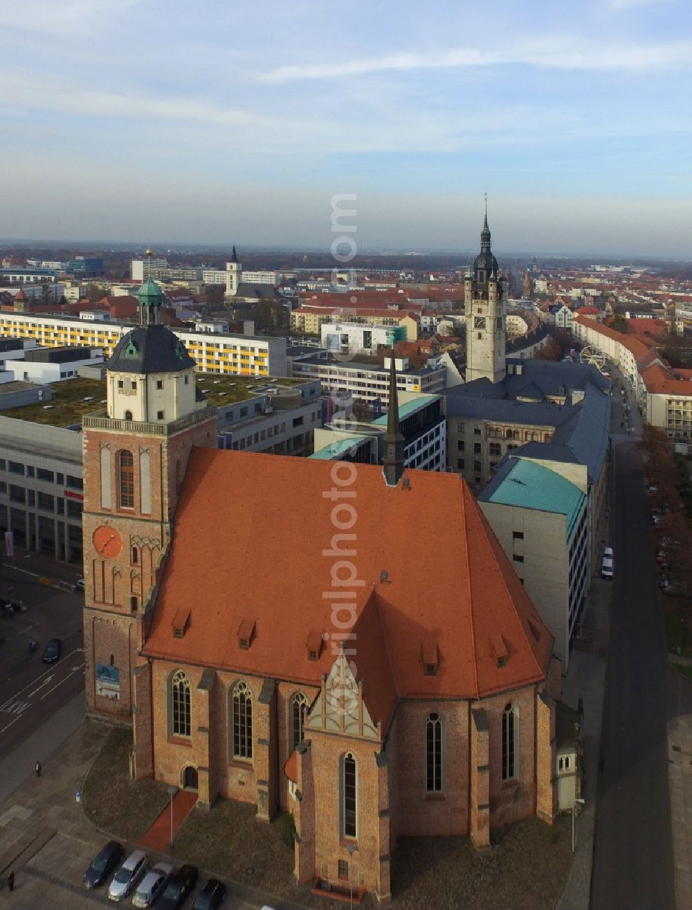 Aerial image Dessau - Church building Marienkirche on Schlossstrasse in Dessau in the state Saxony-Anhalt, Germany