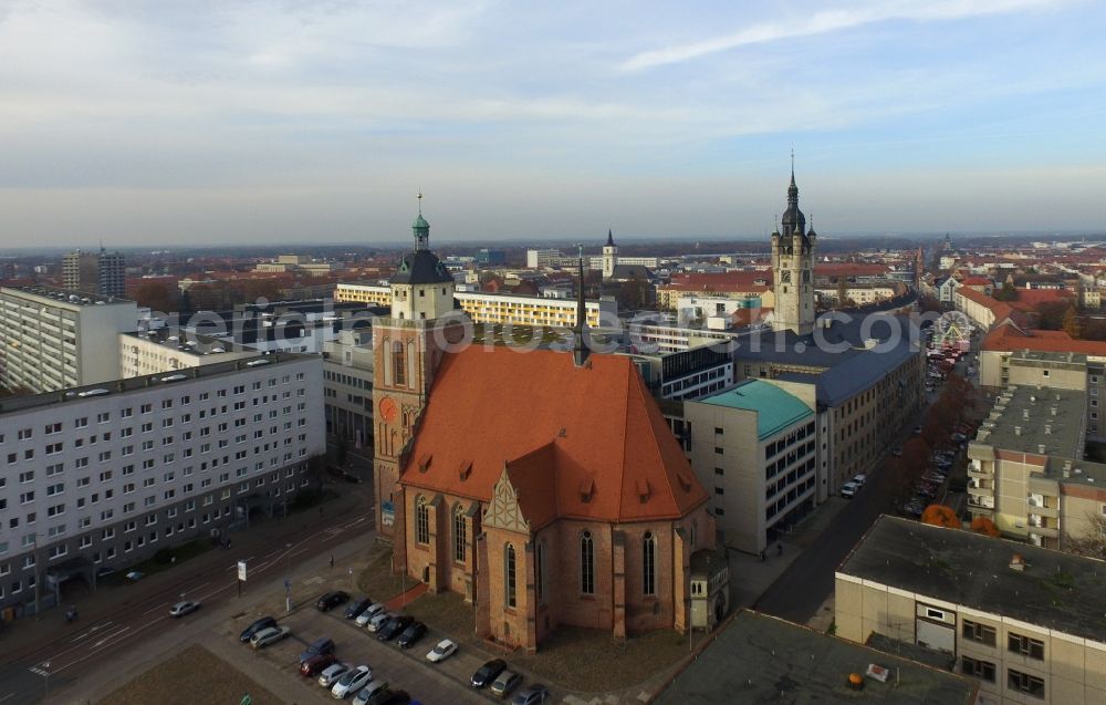 Aerial image Dessau - Church building Marienkirche on Schlossstrasse in Dessau in the state Saxony-Anhalt, Germany