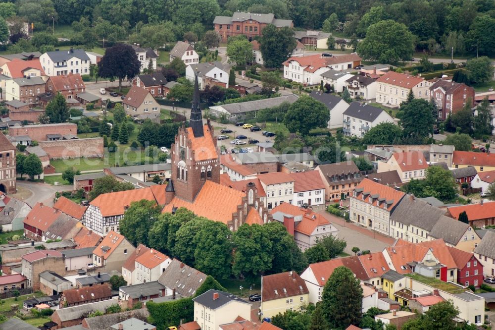 Usedom from above - Church building St. Marien in Usedom in the state Mecklenburg - Western Pomerania, Germany