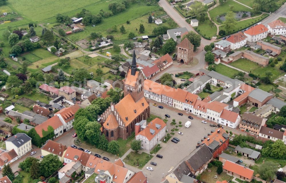 Aerial photograph Usedom - Church building St. Marien in Usedom in the state Mecklenburg - Western Pomerania, Germany