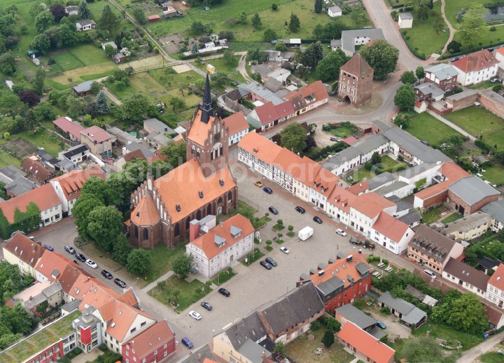 Usedom from above - Church building St. Marien in Usedom in the state Mecklenburg - Western Pomerania, Germany