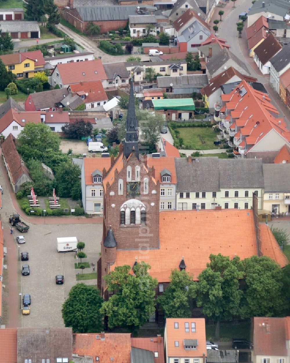 Usedom from the bird's eye view: Church building St. Marien in Usedom in the state Mecklenburg - Western Pomerania, Germany