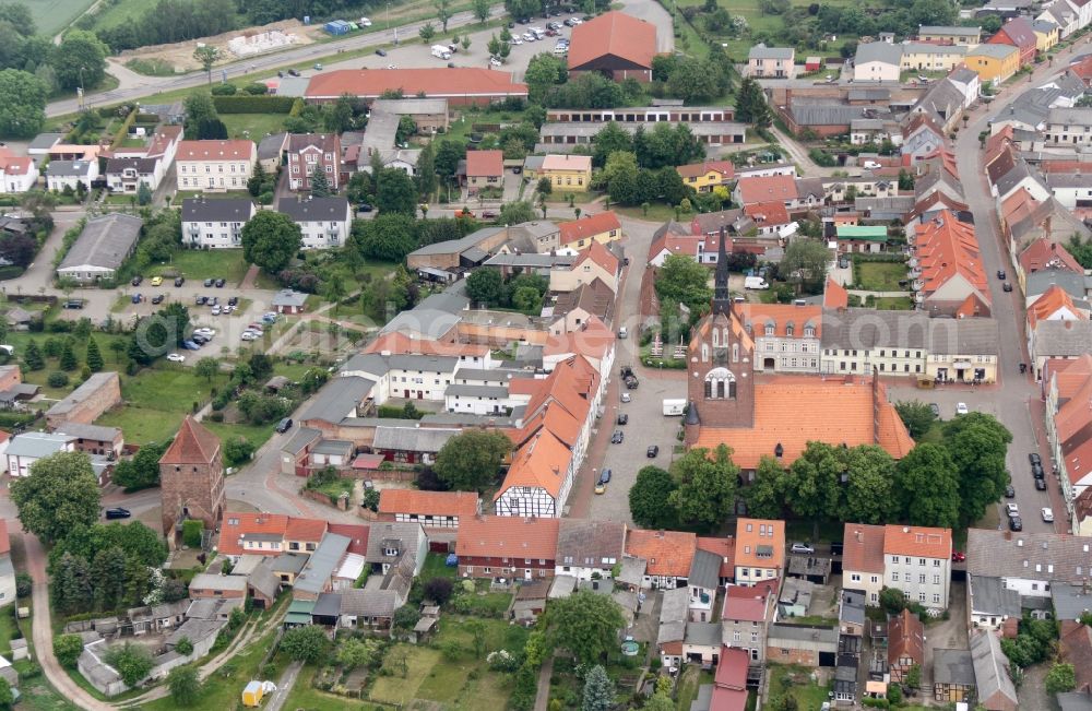 Aerial image Usedom - Church building St. Marien in Usedom in the state Mecklenburg - Western Pomerania, Germany