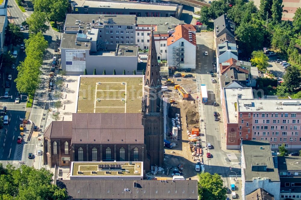 Aerial photograph Bochum - Church building of St. Mary's Church on the Viktoria street in Bochum in North Rhine-Westphalia