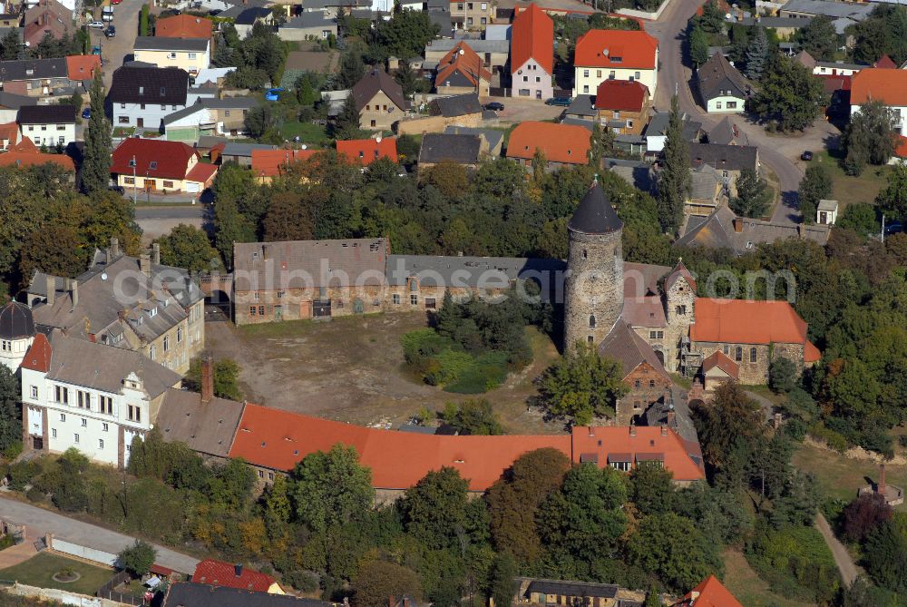 Hohenthurm from the bird's eye view: Church building Martin-Luther-Kirche in Hohenthurm in the state Saxony-Anhalt, Germany