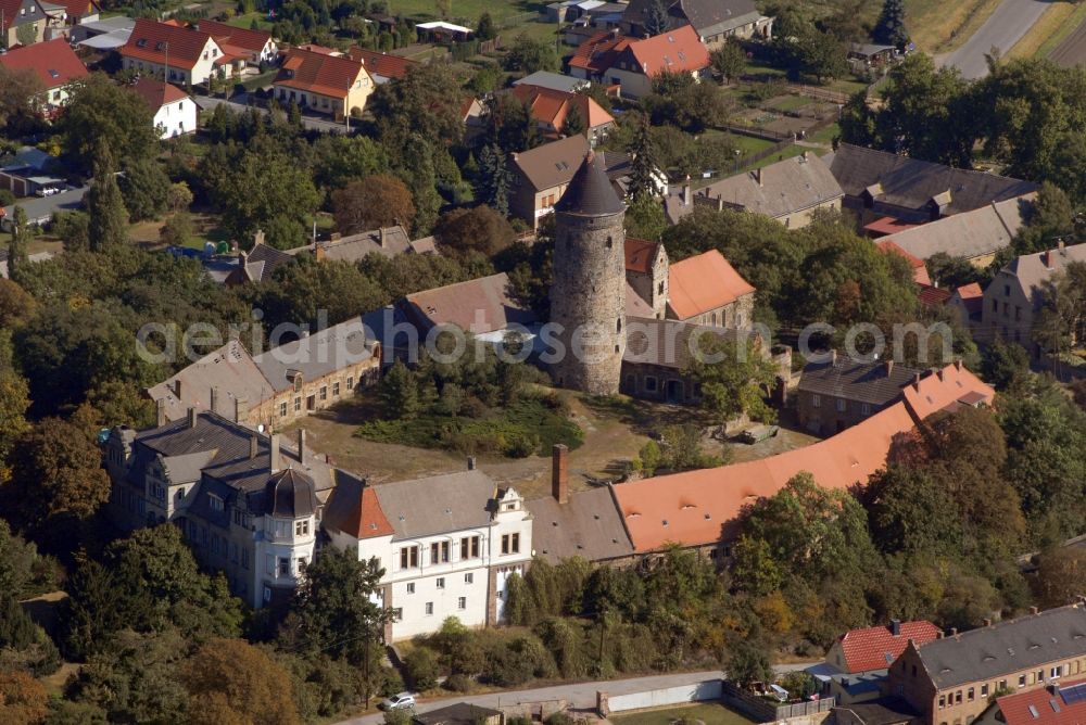 Hohenthurm from above - Church building Martin-Luther-Kirche in Hohenthurm in the state Saxony-Anhalt, Germany