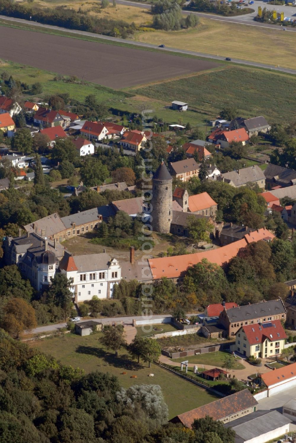 Aerial image Hohenthurm - Church building Martin-Luther-Kirche in Hohenthurm in the state Saxony-Anhalt, Germany