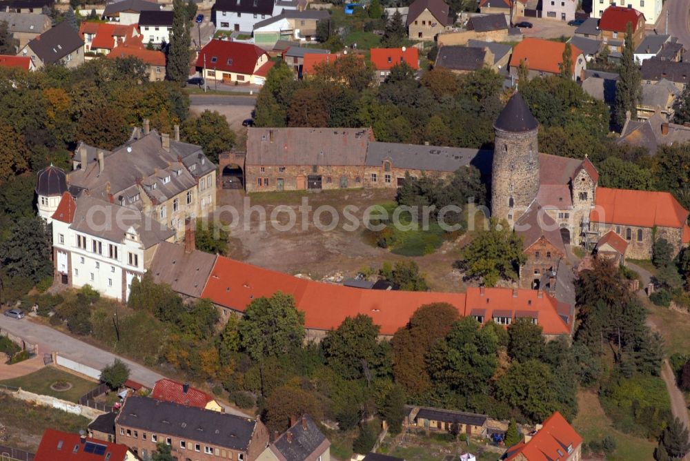 Aerial image Hohenthurm - Church building Martin-Luther-Kirche in Hohenthurm in the state Saxony-Anhalt, Germany