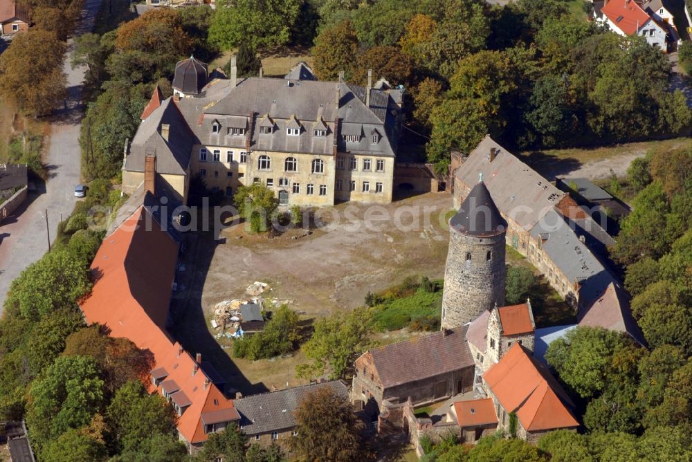 Aerial photograph Hohenthurm - Church building Martin-Luther-Kirche in Hohenthurm in the state Saxony-Anhalt, Germany