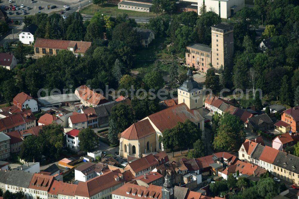 Greußen from the bird's eye view: Church building St. Martini-Kirche in Greussen in the state Thuringia