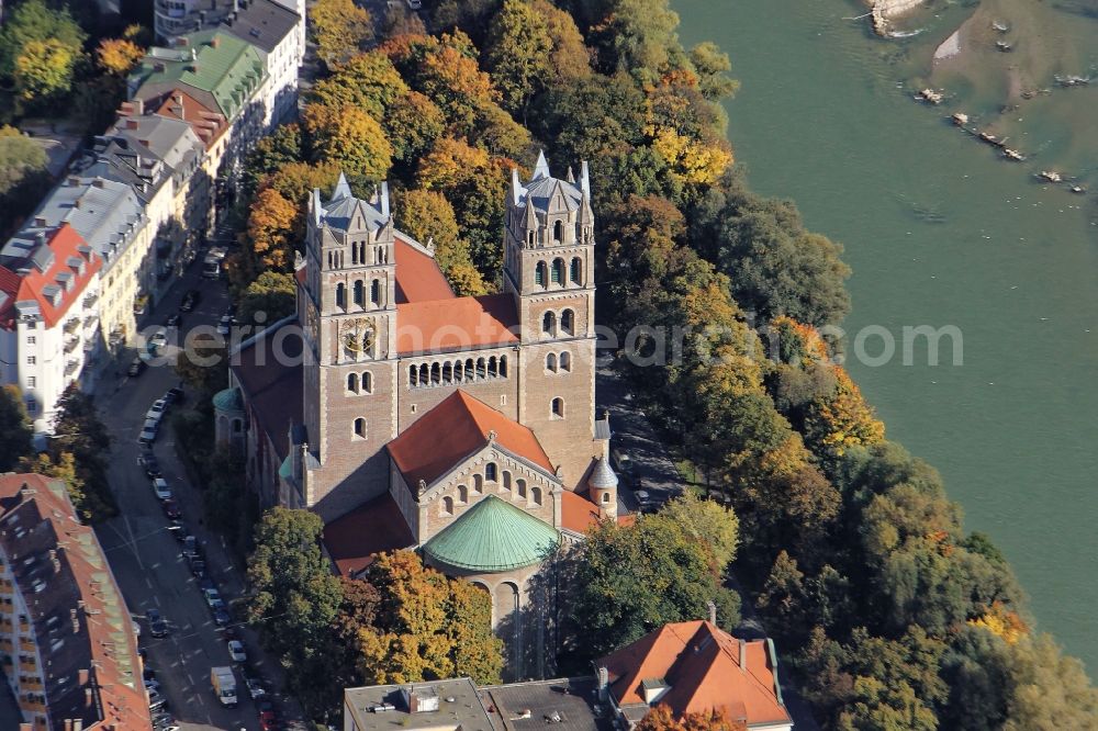 München from the bird's eye view: Church building St. Maximilian in Munich in the state Bavaria