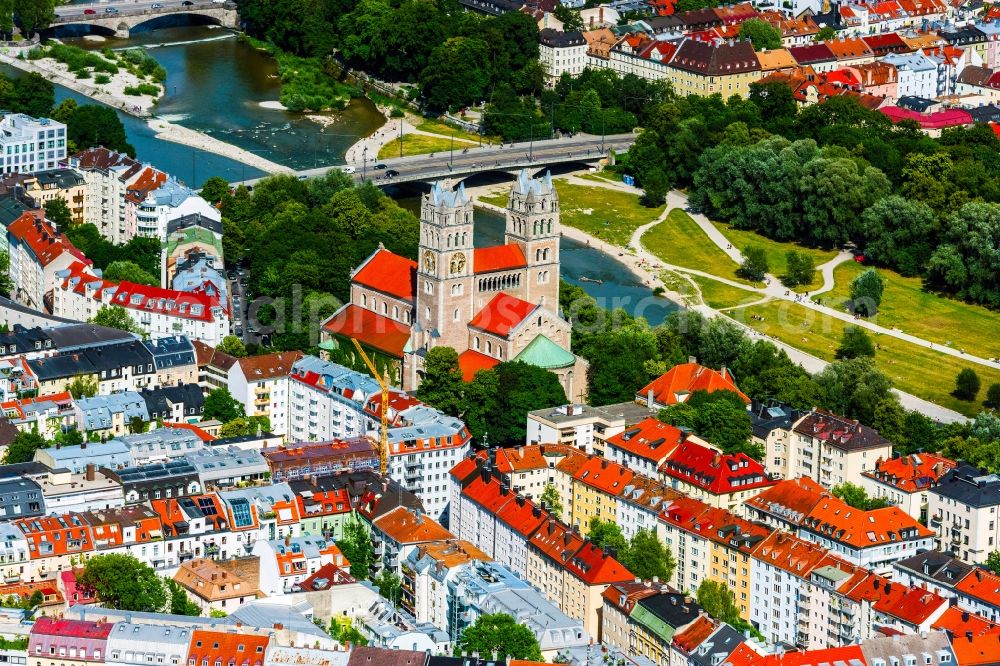 München from above - Church building St. Maximilian in Munich in the state Bavaria