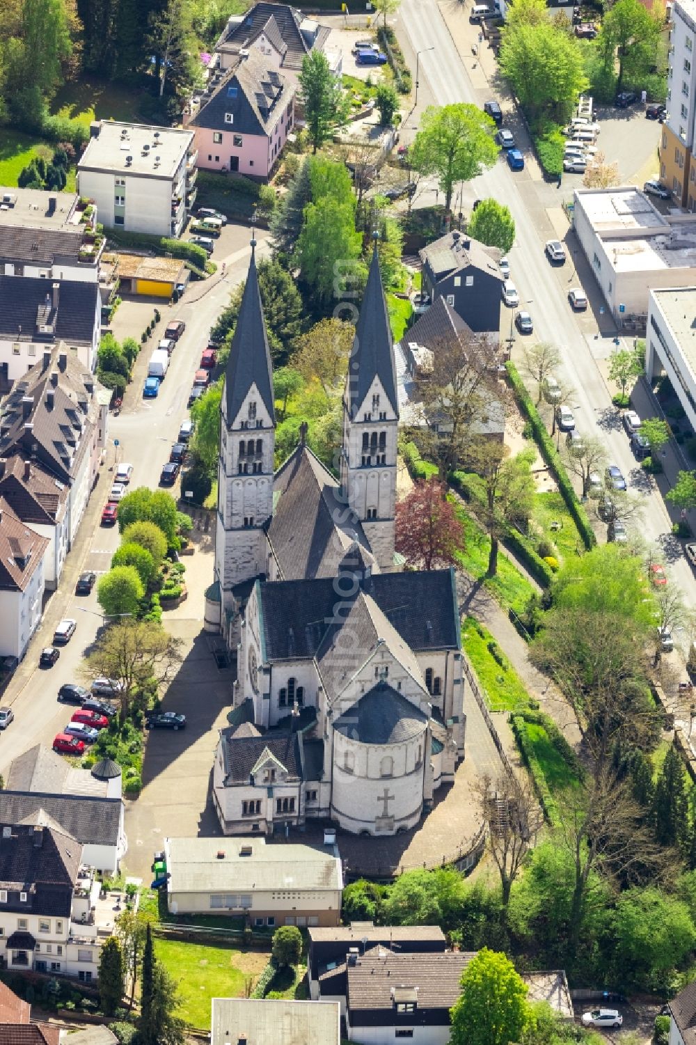 Aerial image Siegen - Church building St. Michael on Kampenstrasse in Siegen in the state North Rhine-Westphalia, Germany