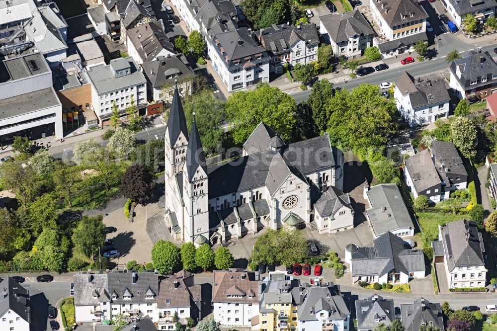 Aerial image Siegen - Church building St. Michael on Kampenstrasse in Siegen in the state North Rhine-Westphalia, Germany