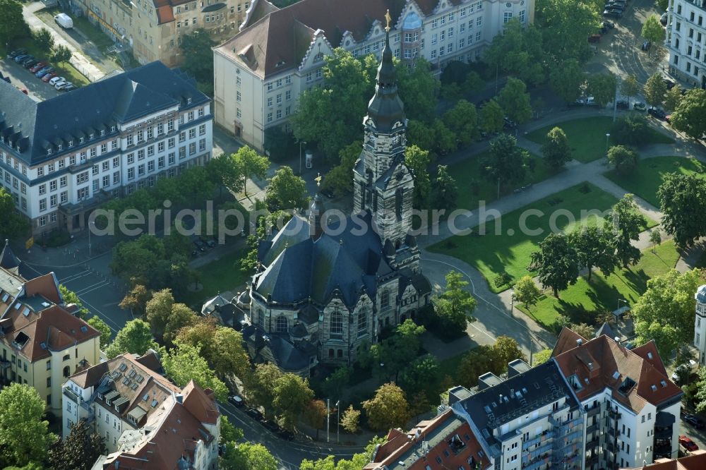 Aerial photograph Leipzig - Church building Michaeliskirche on Nordplatz in Leipzig in the state Saxony, Germany