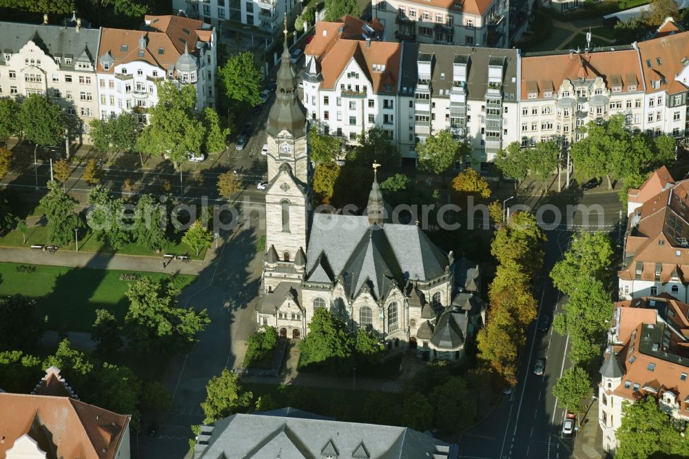 Aerial photograph Leipzig - Church building Michaeliskirche on Nordplatz in Leipzig in the state Saxony, Germany