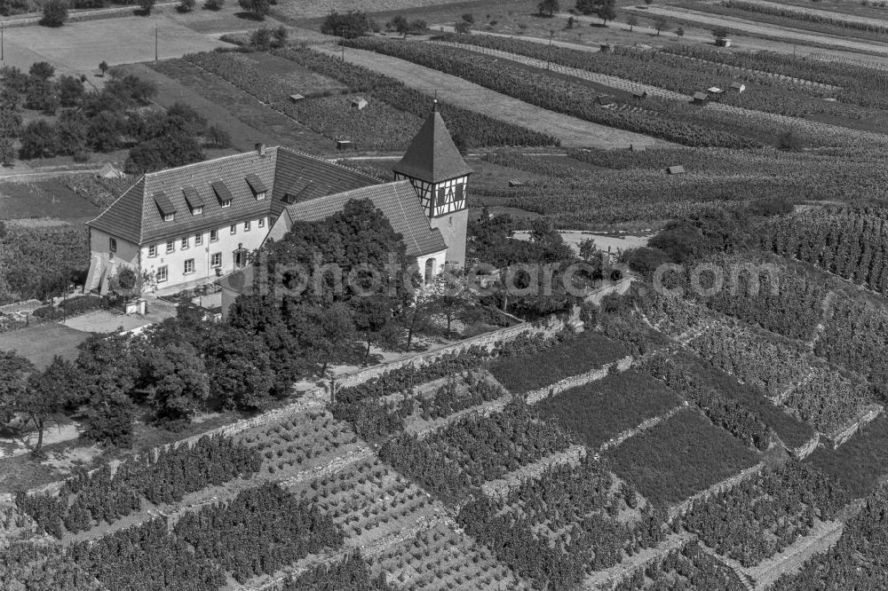 Aerial image Cleebronn - Church building Michaelskirche on street Michaelsberg in Cleebronn in the state Baden-Wuerttemberg, Germany