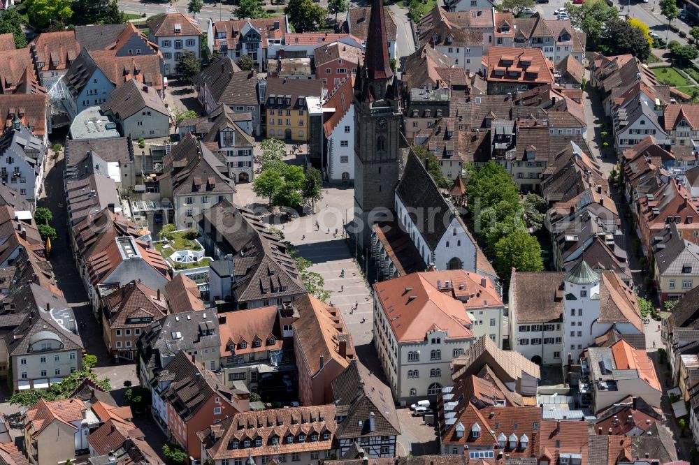 Aerial photograph Radolfzell am Bodensee - Church building of the cathedral of Unserer lieben Frau in Radolfzell am Bodensee in the state Baden-Wuerttemberg, Germany