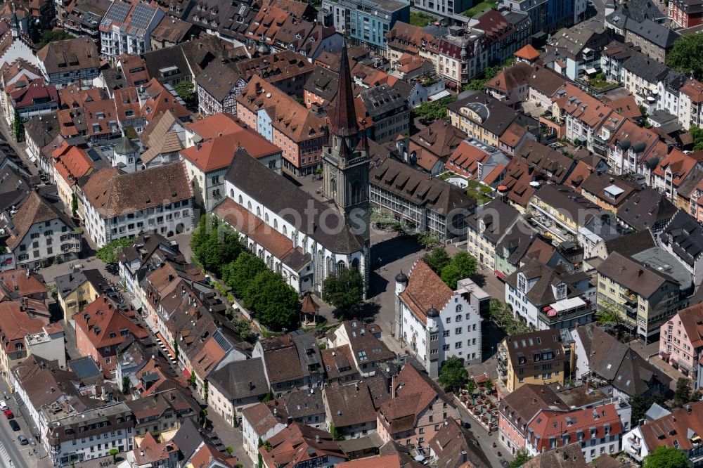 Radolfzell am Bodensee from the bird's eye view: Church building of the cathedral of Unserer lieben Frau in Radolfzell am Bodensee in the state Baden-Wuerttemberg, Germany