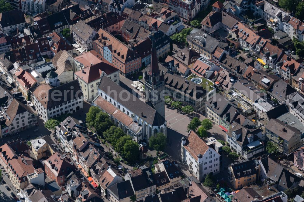 Radolfzell am Bodensee from the bird's eye view: Church building of the cathedral of Unserer lieben Frau in Radolfzell am Bodensee in the state Baden-Wuerttemberg, Germany