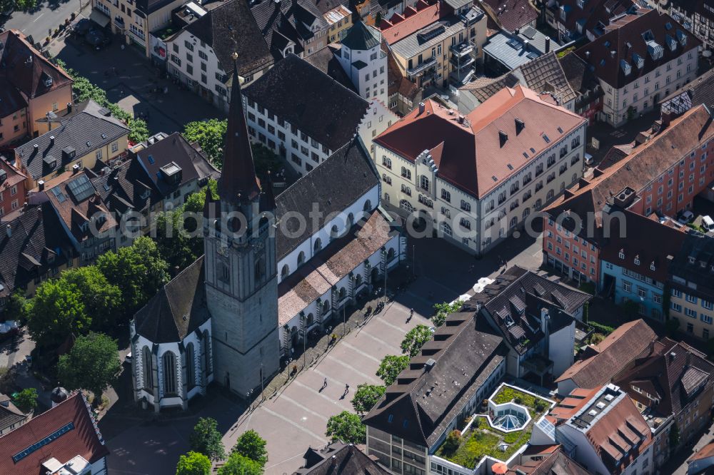 Aerial image Radolfzell am Bodensee - Church building of the cathedral of Unserer lieben Frau in Radolfzell am Bodensee in the state Baden-Wuerttemberg, Germany