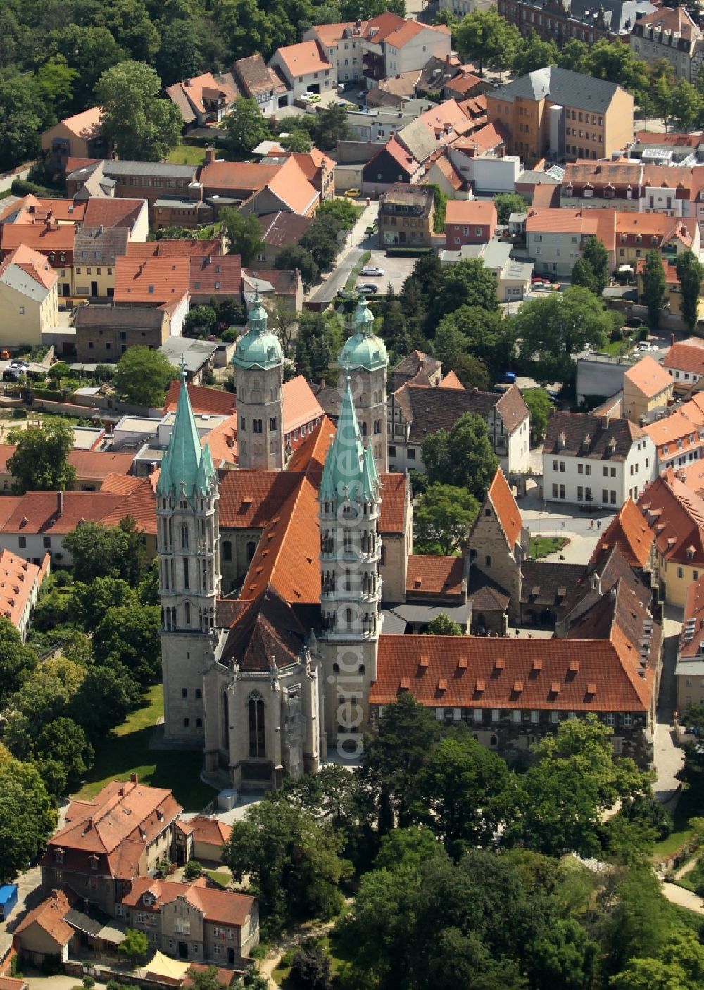 Naumburg (Saale) from above - Church building of the cathedral of Naumburger Dom on Domplatz in Naumburg (Saale) in the state Saxony-Anhalt, Germany