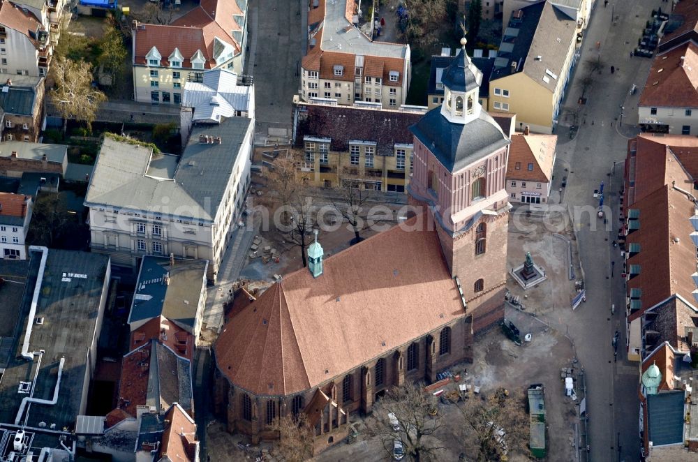 Aerial image Berlin - Church building St. Nicolai in of Altstadt Spandau in Berlin, Germany