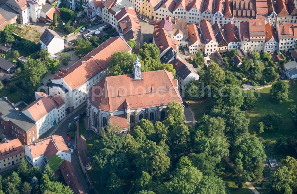 Aerial photograph Görlitz - Church building St. Nikolai Kirche in Goerlitz in the state Saxony, Germany