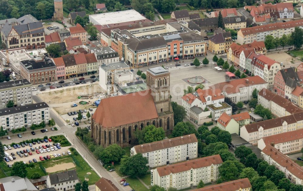 Aerial photograph Anklam - Church building Nikolaikirche in Anklam in the state Mecklenburg - Western Pomerania, Germany