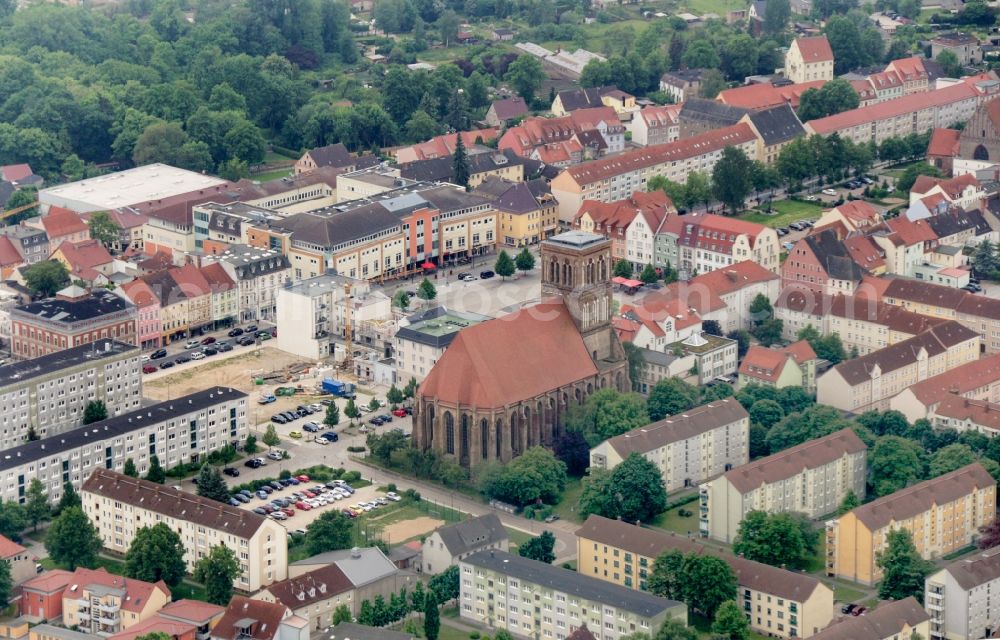 Aerial photograph Anklam - Church building Nikolaikirche in Anklam in the state Mecklenburg - Western Pomerania, Germany