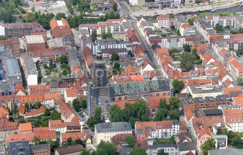 Aerial image Greifswald - Church building St. Nikolai in Greifswald in the state Mecklenburg - Western Pomerania, Germany