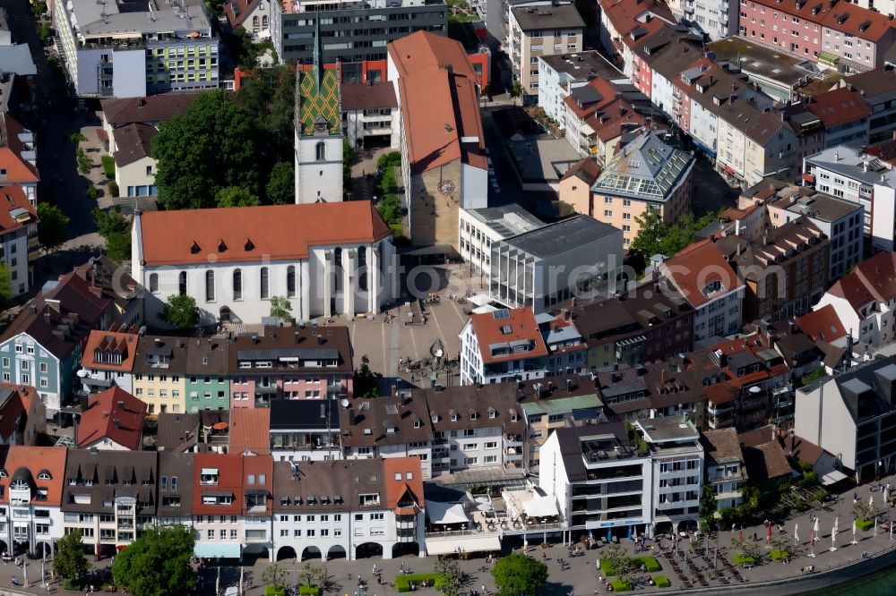 Friedrichshafen from the bird's eye view: Church building St. Nikolaus in Friedrichshafen at Bodensee in the state Baden-Wuerttemberg, Germany