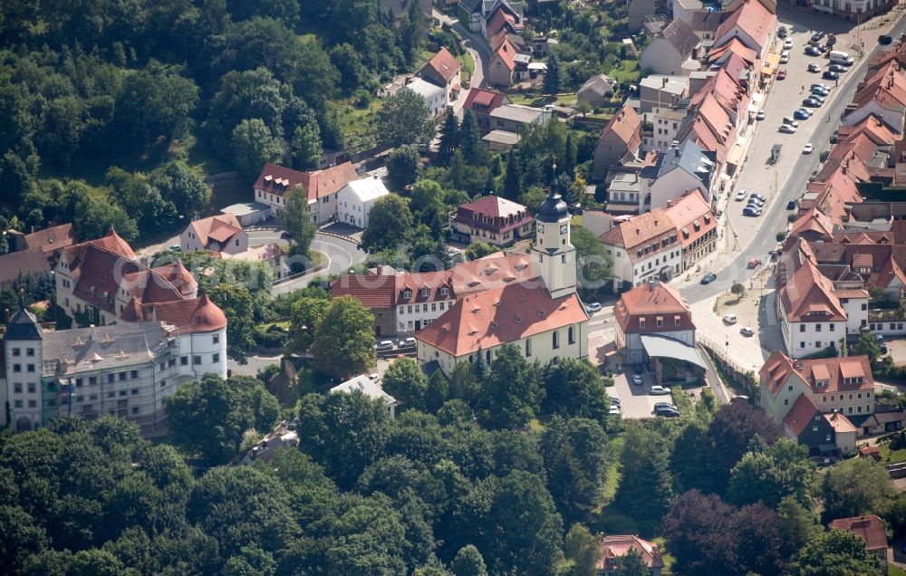 Nossen from the bird's eye view: Church building in Nossen in the state Saxony, Germany