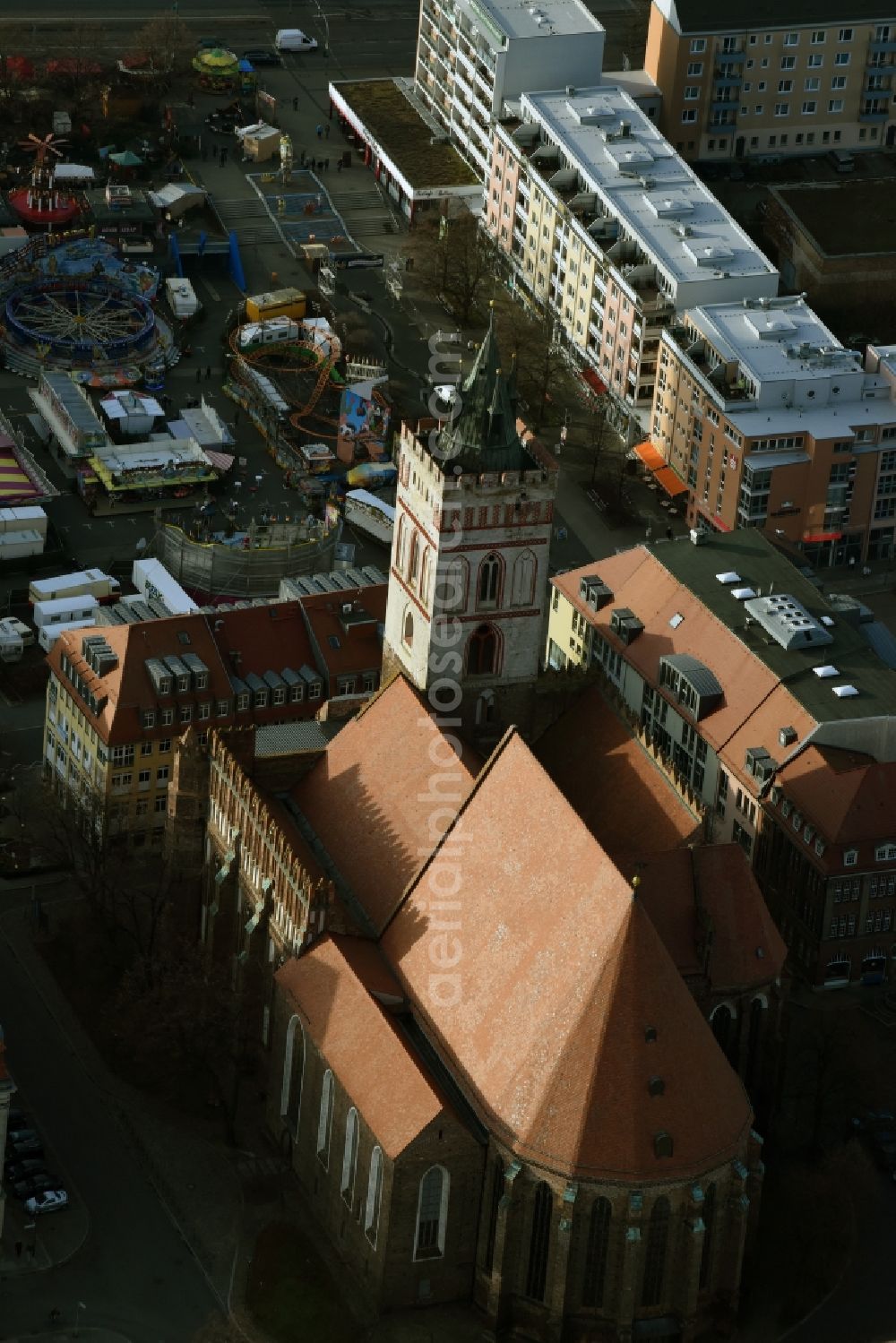 Aerial photograph Frankfurt (Oder) - Church building Oberkirche St. Marien in Frankfurt (Oder) in the state Brandenburg