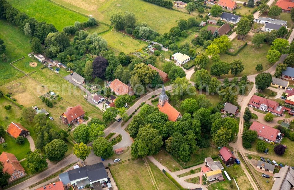 Aerial photograph Vipperow - Church building in the village of Vipperow in the state Mecklenburg - Western Pomerania