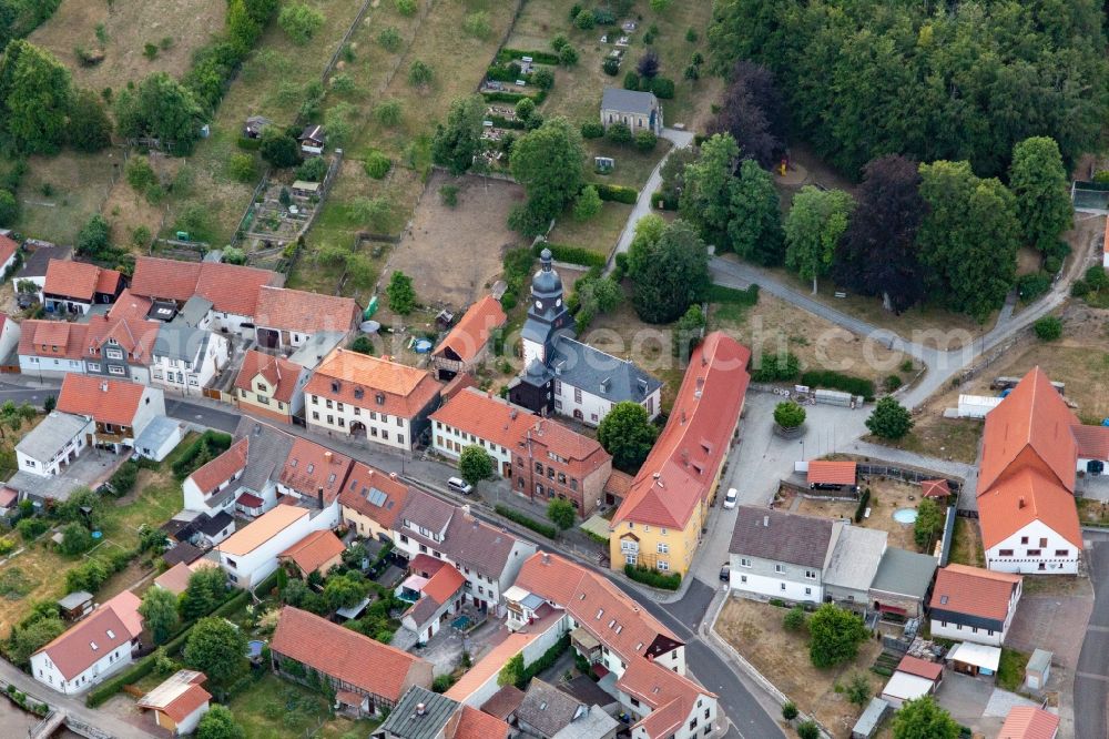 Aerial image Angelroda - Church building in the village of in Angelroda in the state Thuringia, Germany