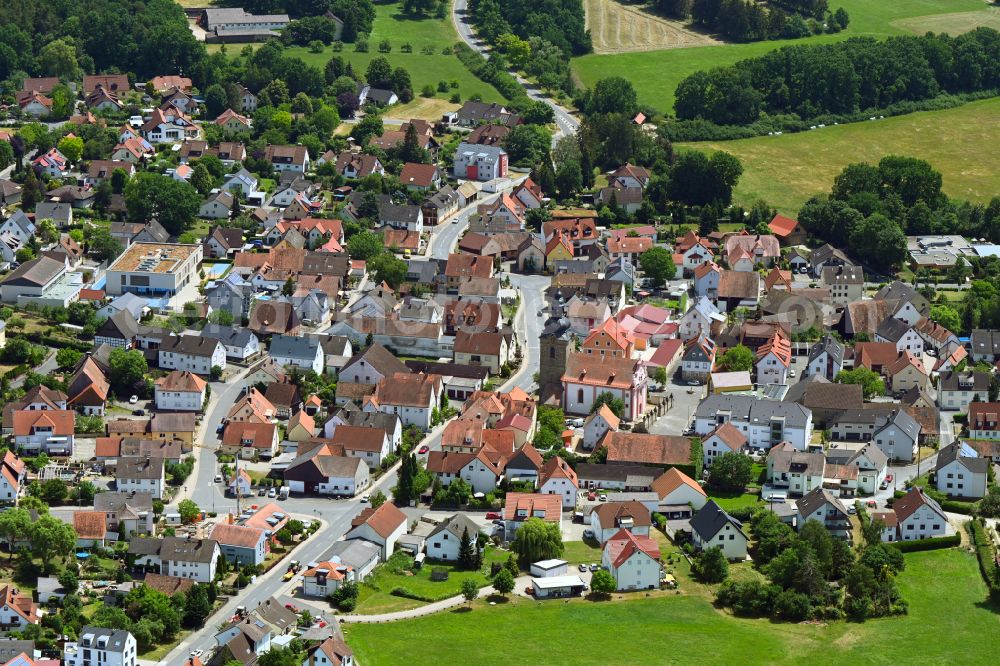 Aerial photograph Forchheim - Church building in the village of on street Kersbacher Strasse in the district Kersbach in Forchheim in the state Bavaria, Germany