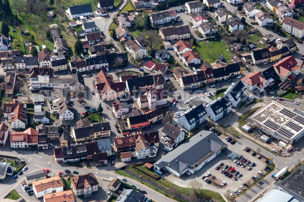 Aerial photograph Höllstein - Church building in the village of in Hoellstein in the state Baden-Wuerttemberg, Germany