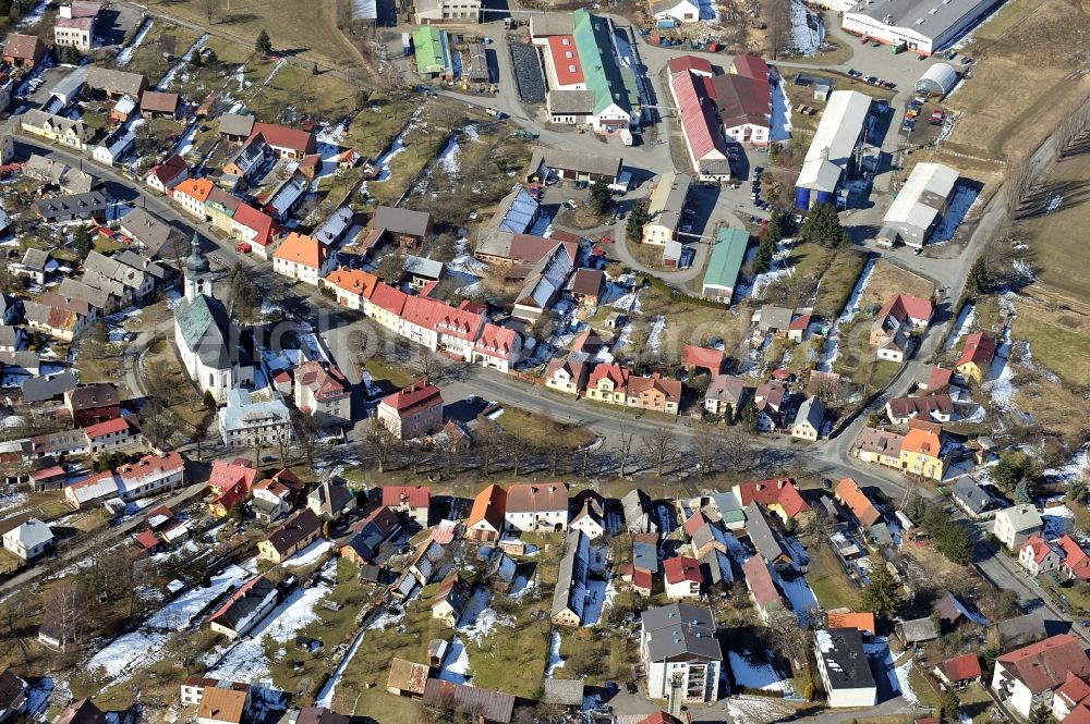 Aerial photograph Klenci pod Cerchovem - Klentsch - Church building in the village of in Klenci pod Cerchovem - Klentsch in Plzensky kraj - Bohemia, Czech Republic