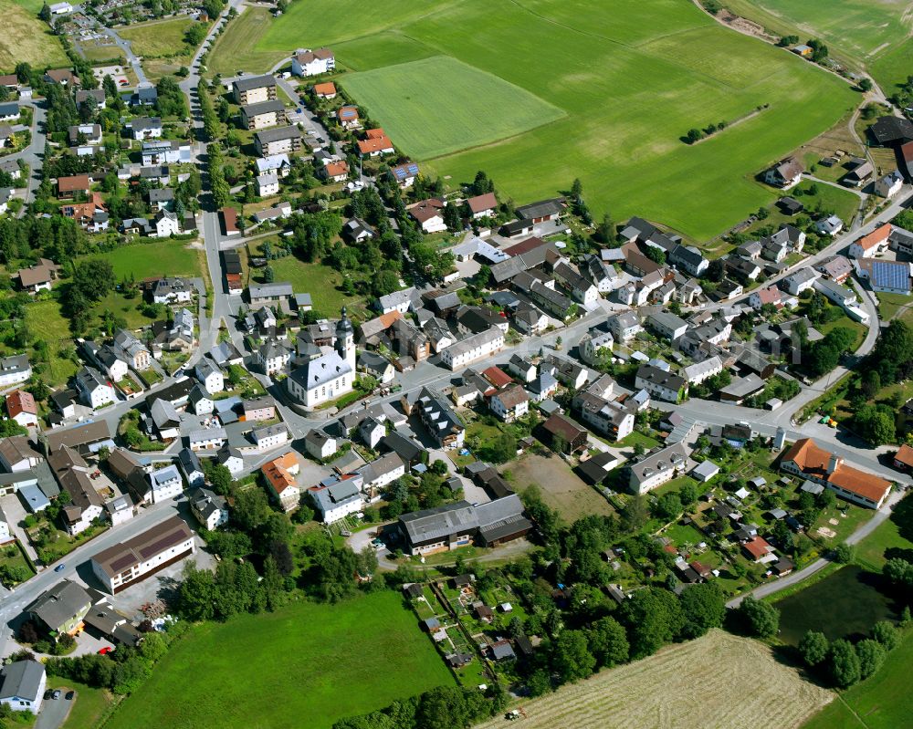 Aerial photograph Trogen - Church building in the village of in Trogen in the state Bavaria, Germany